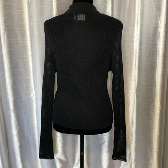 Asos Design Curve Women’s 18 Black Sheer Ribbed Button Up Collared Blouse - Picture 3 of 8